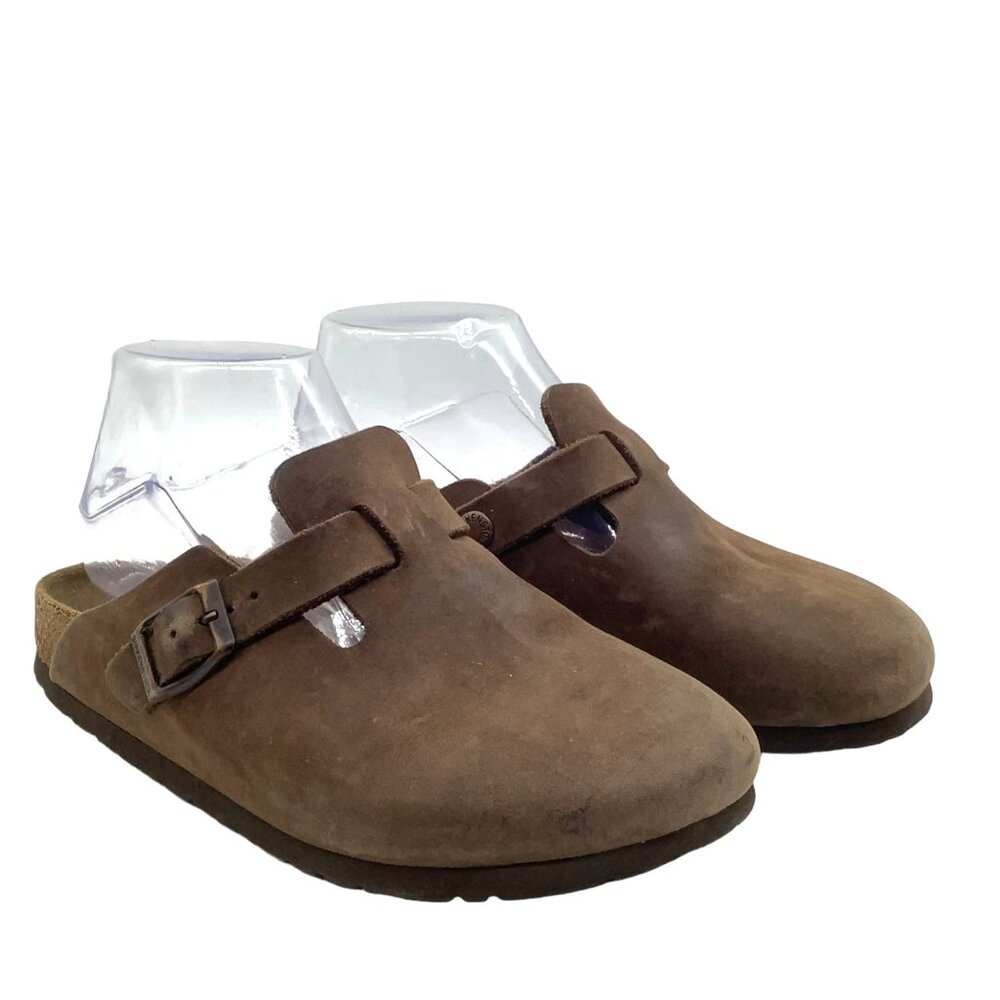 Birkenstock Boston Clog Sz 36 US 5 Narrow Cork Med Brown Leather Buckle Slide 5N
